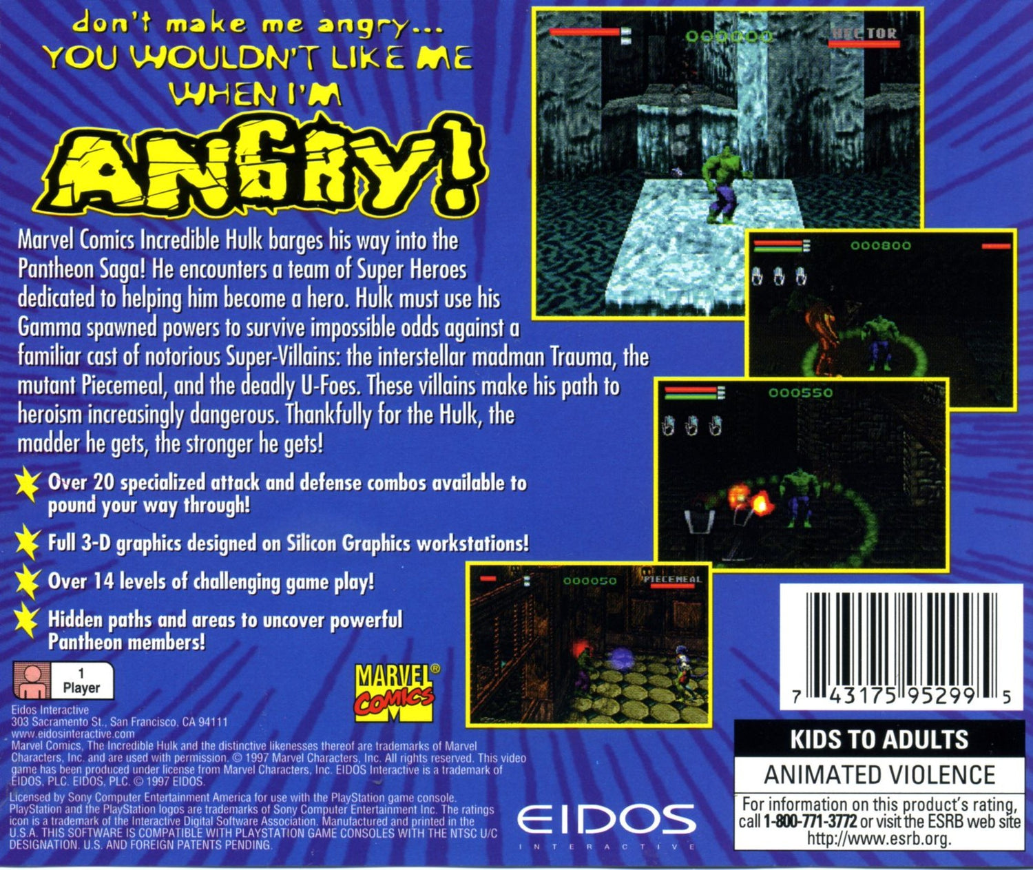 Incredible Hulk The Pantheon Saga - Playstation