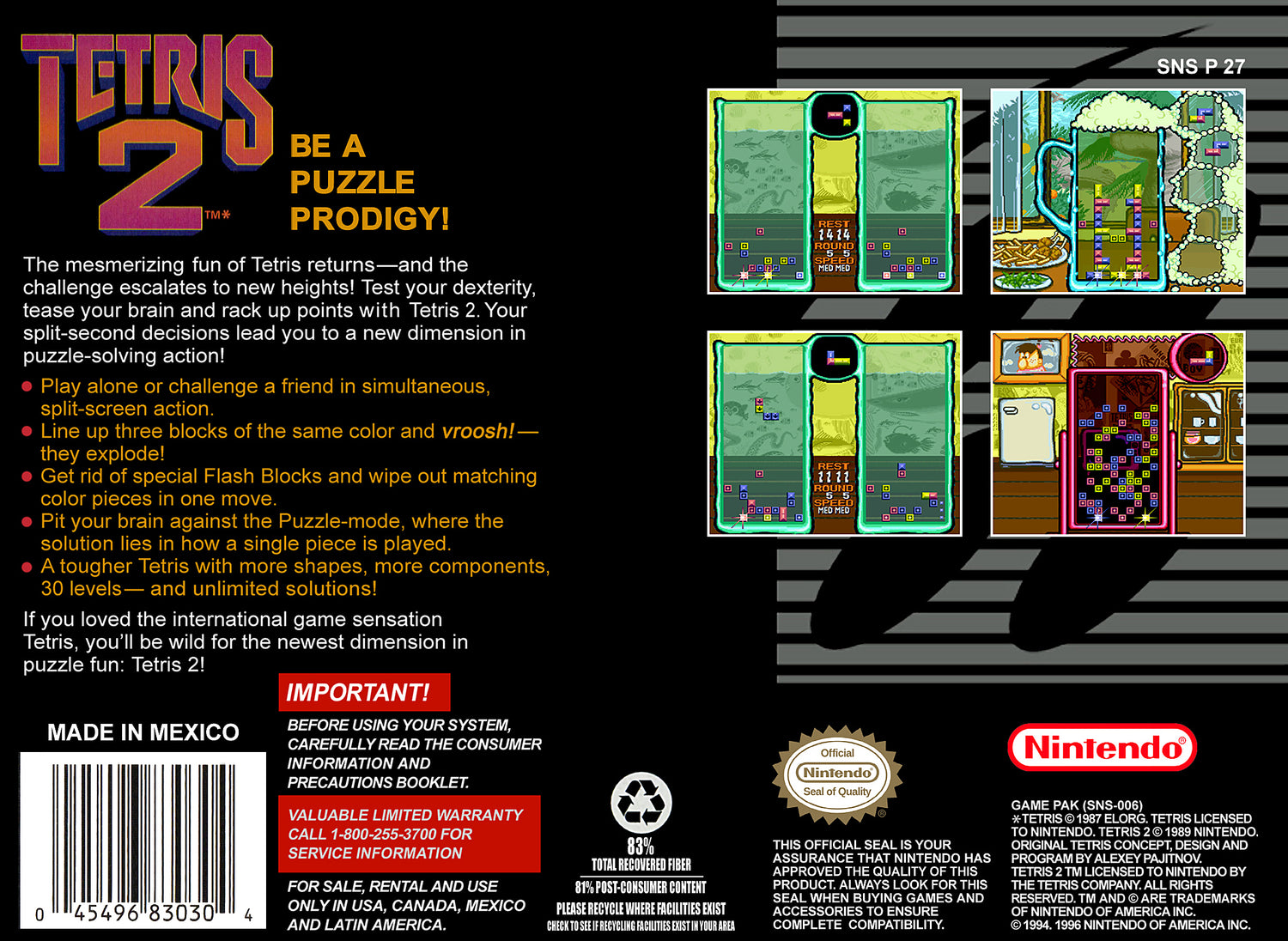 Tetris 2 - Super Nintendo