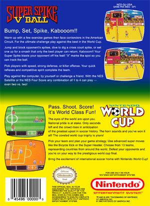 Super Spike Volleyball and World Cup Soccer - NES