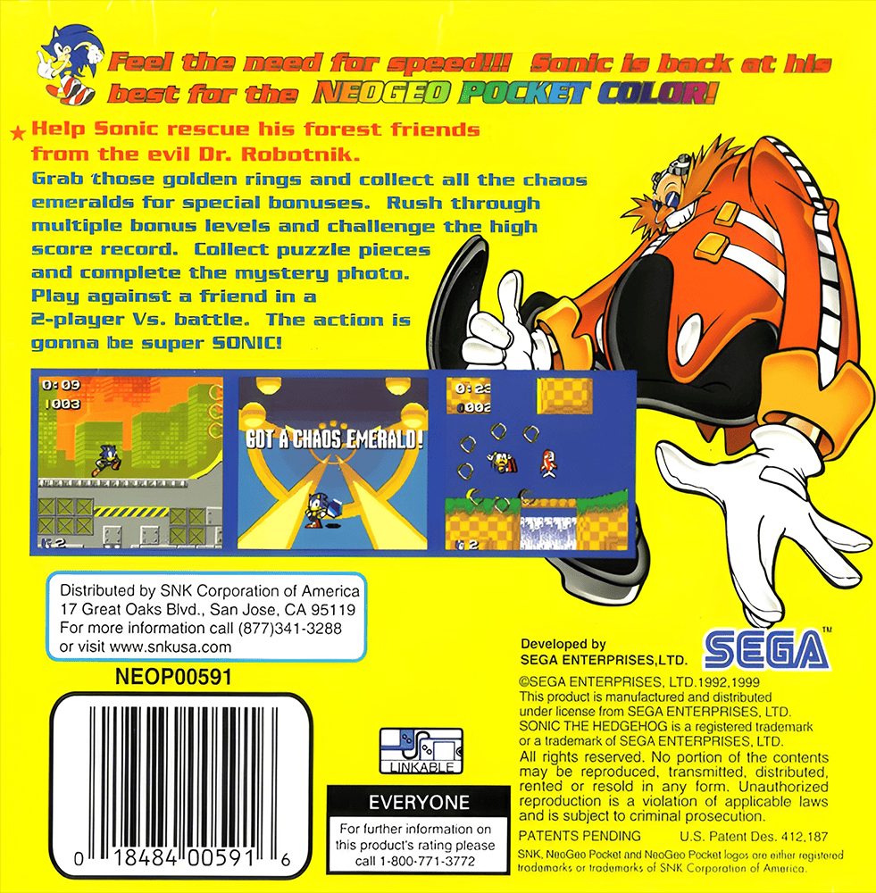Sonic The Hedgehog: Pocket Adventure - Neo Geo Pocket Color