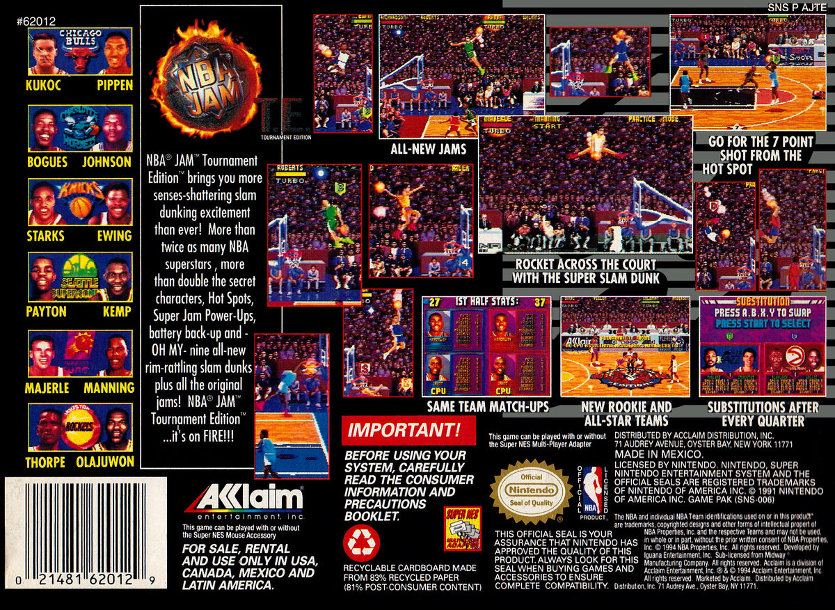 NBA Jam Tournament Edition - Super Nintendo - Retro Island Gaming