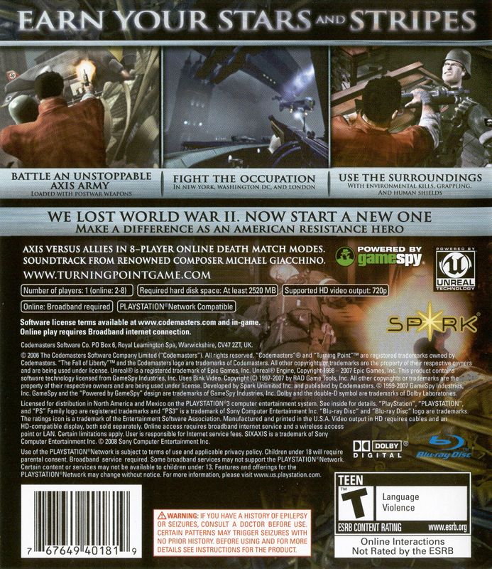 Turning Point Fall of Liberty - Playstation 3