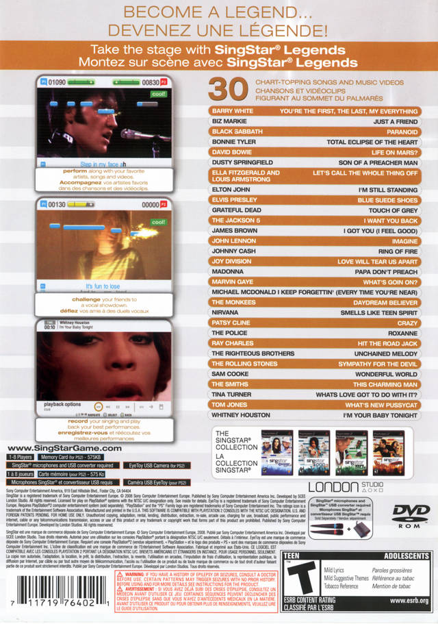 SingStar Legends - Playstation 2