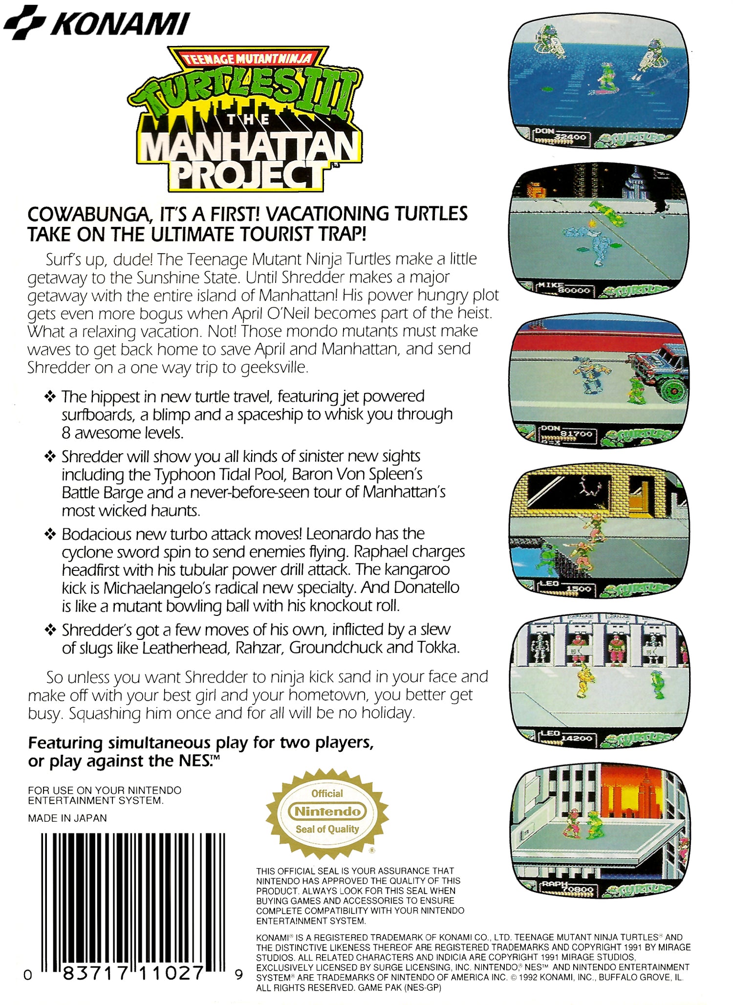 Teenage Mutant Ninja Turtles III The Manhattan Project - NES