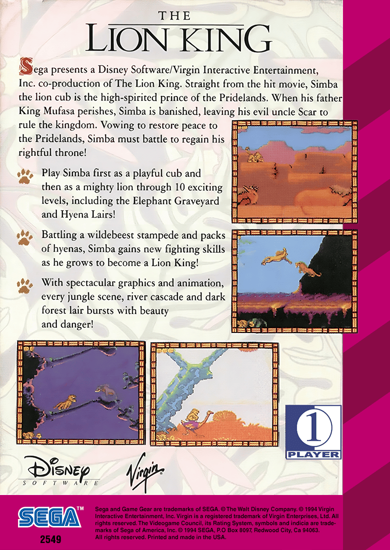 The Lion King - Sega Game Gear