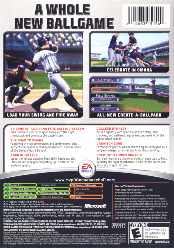 MVP NCAA Baseball 2006 - Xbox
