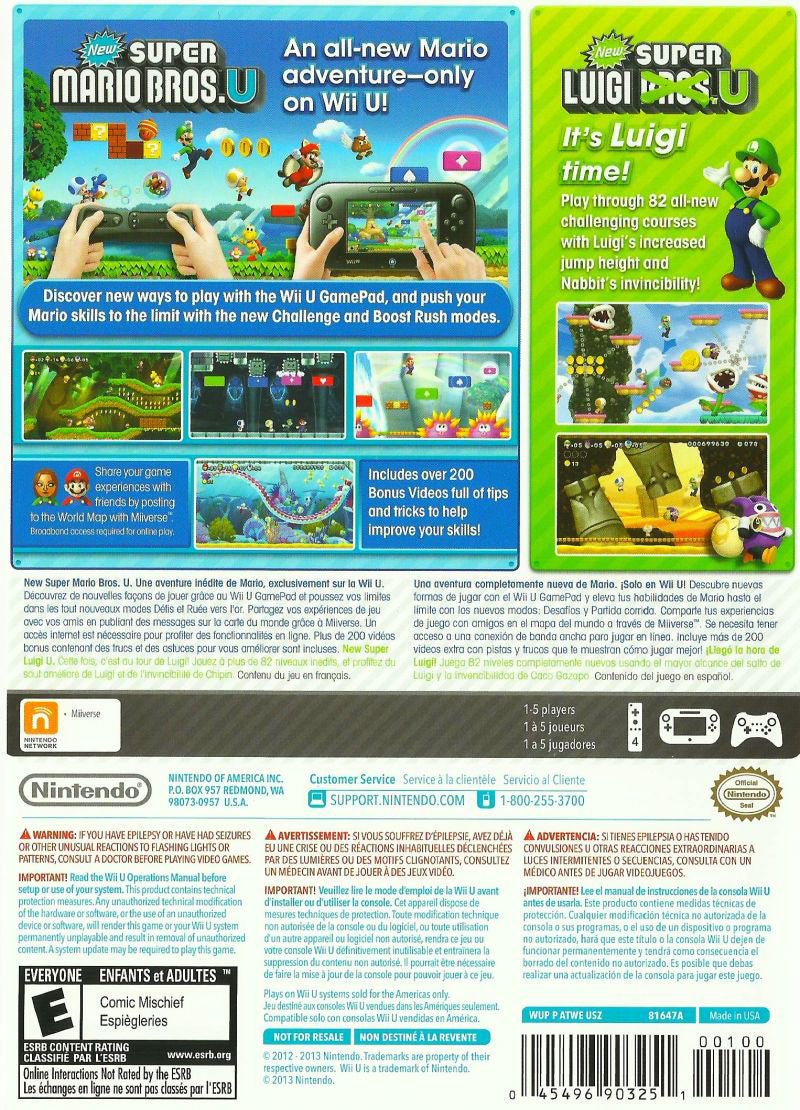 New Super Mario Bros. U + New Super Luigi U - Wii U