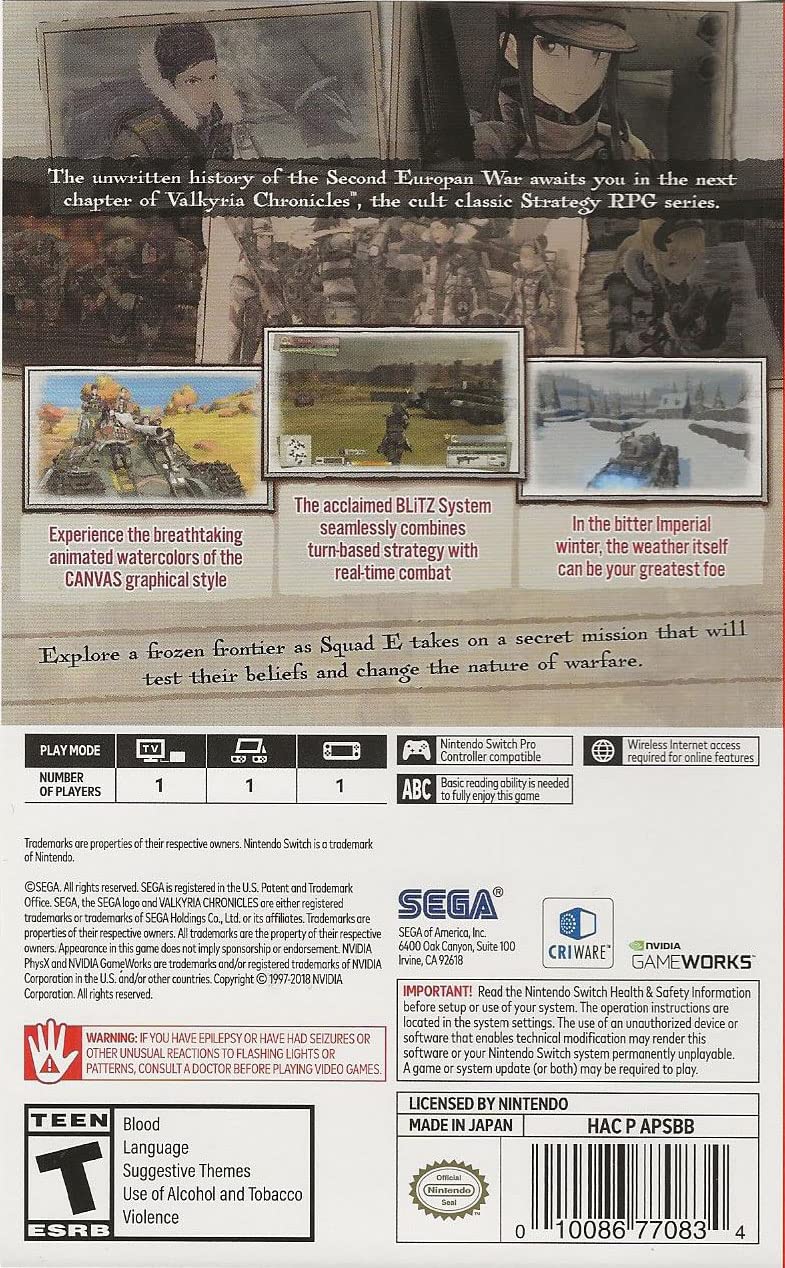 Valkyria Chronicles 4 - Nintendo Switch