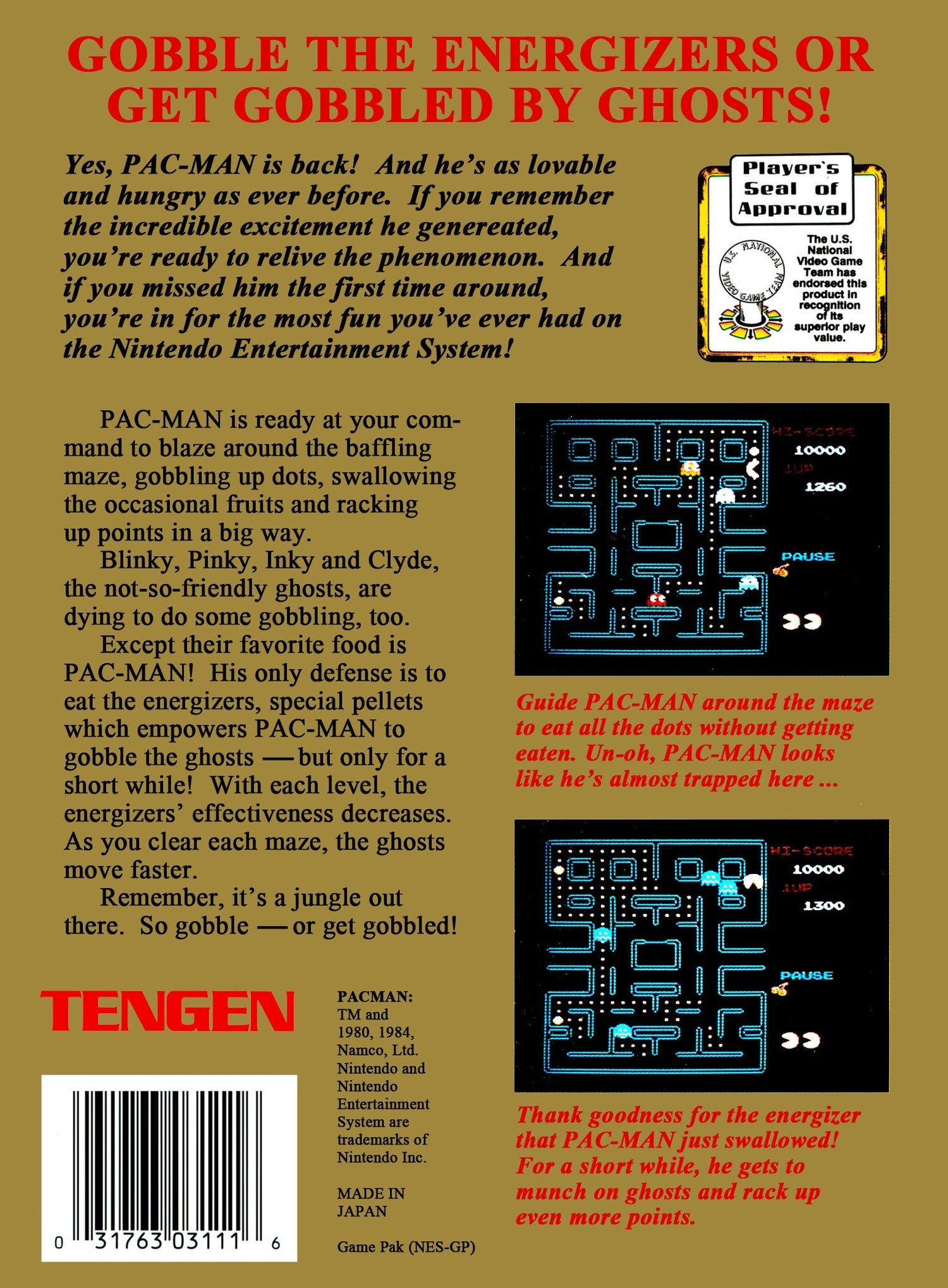 Pac-Man [Tengen Gray] - NES