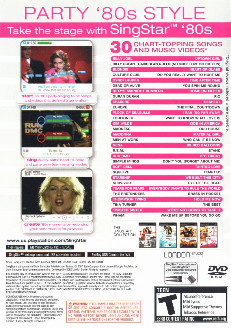 Singstar 80s - Playstation 2