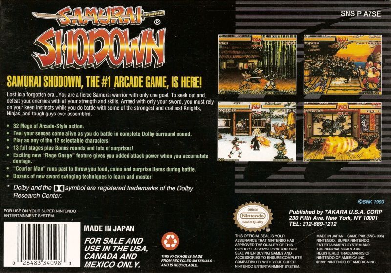 Samurai Shodown - Super Nintendo