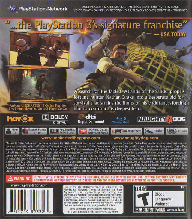 Uncharted 3: Drake's Deception - Playstation 3 - Retro Island Gaming