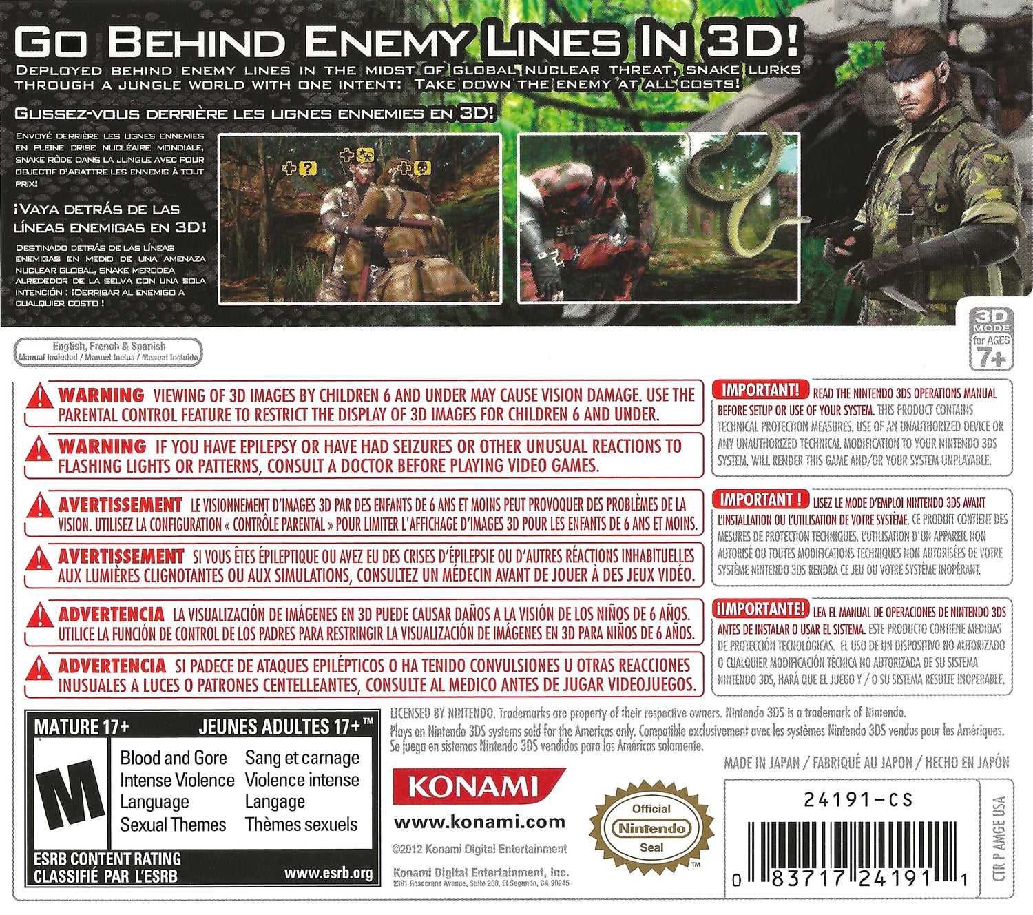Metal Gear Solid 3D: Snake Eater - Nintendo 3DS