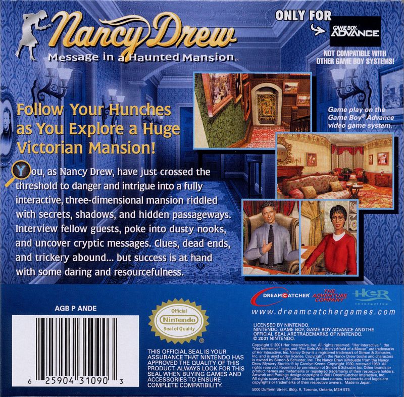 Nancy Drew Message in a Haunted Mansion - GameBoy Advance
