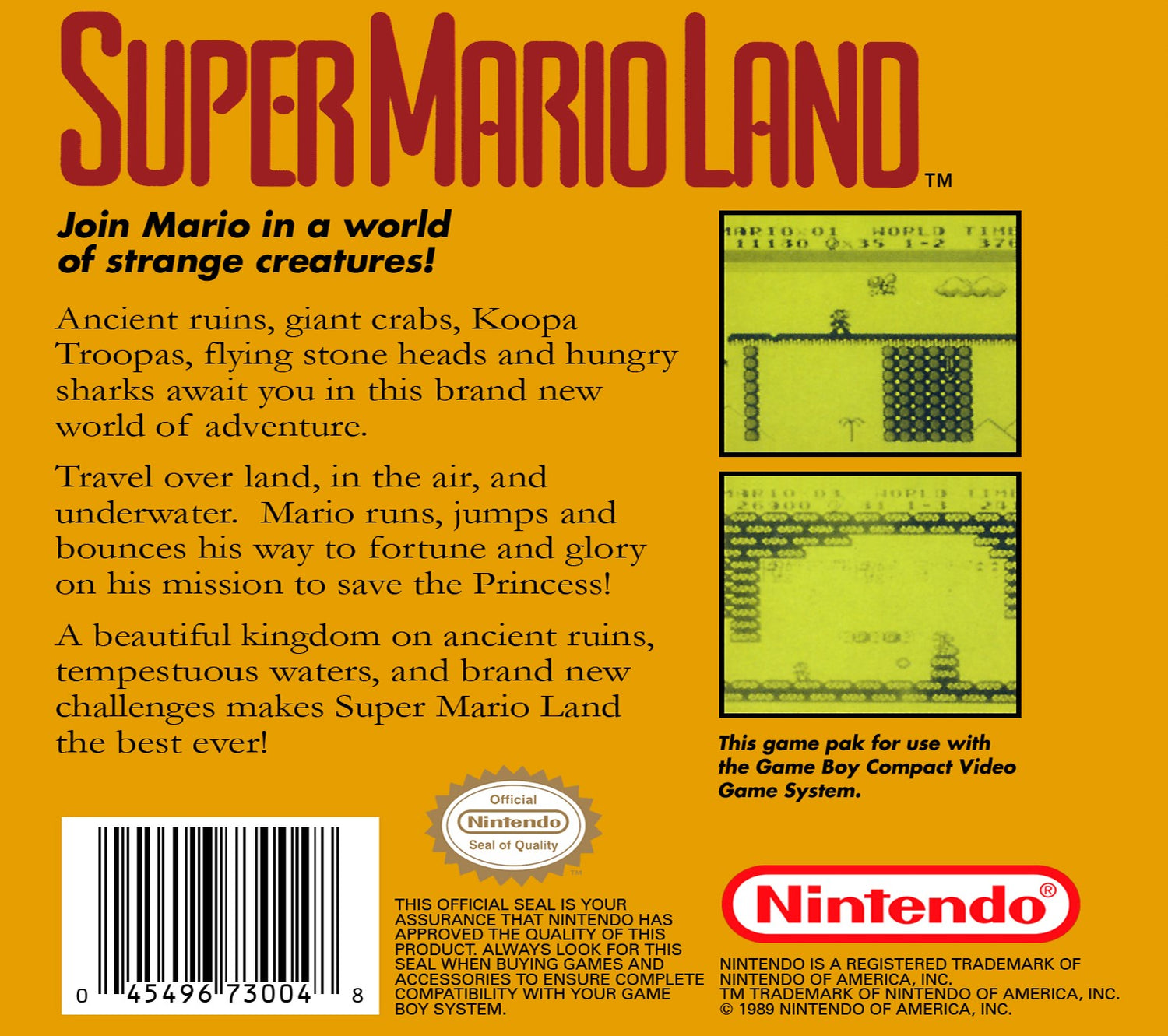 Super Mario Land [Player's Choice] - GameBoy