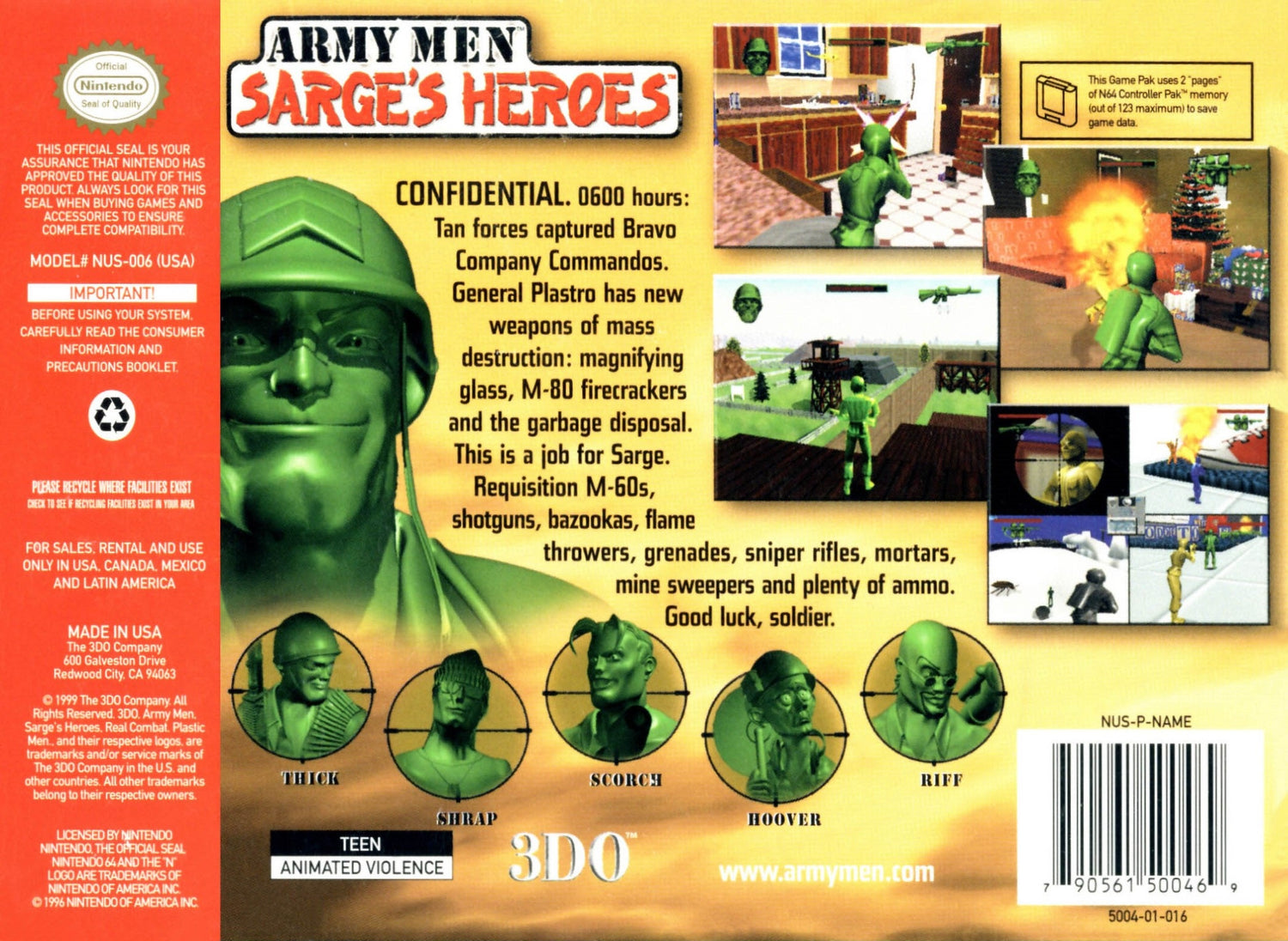 Army Men Sarge's Heroes - Nintendo 64