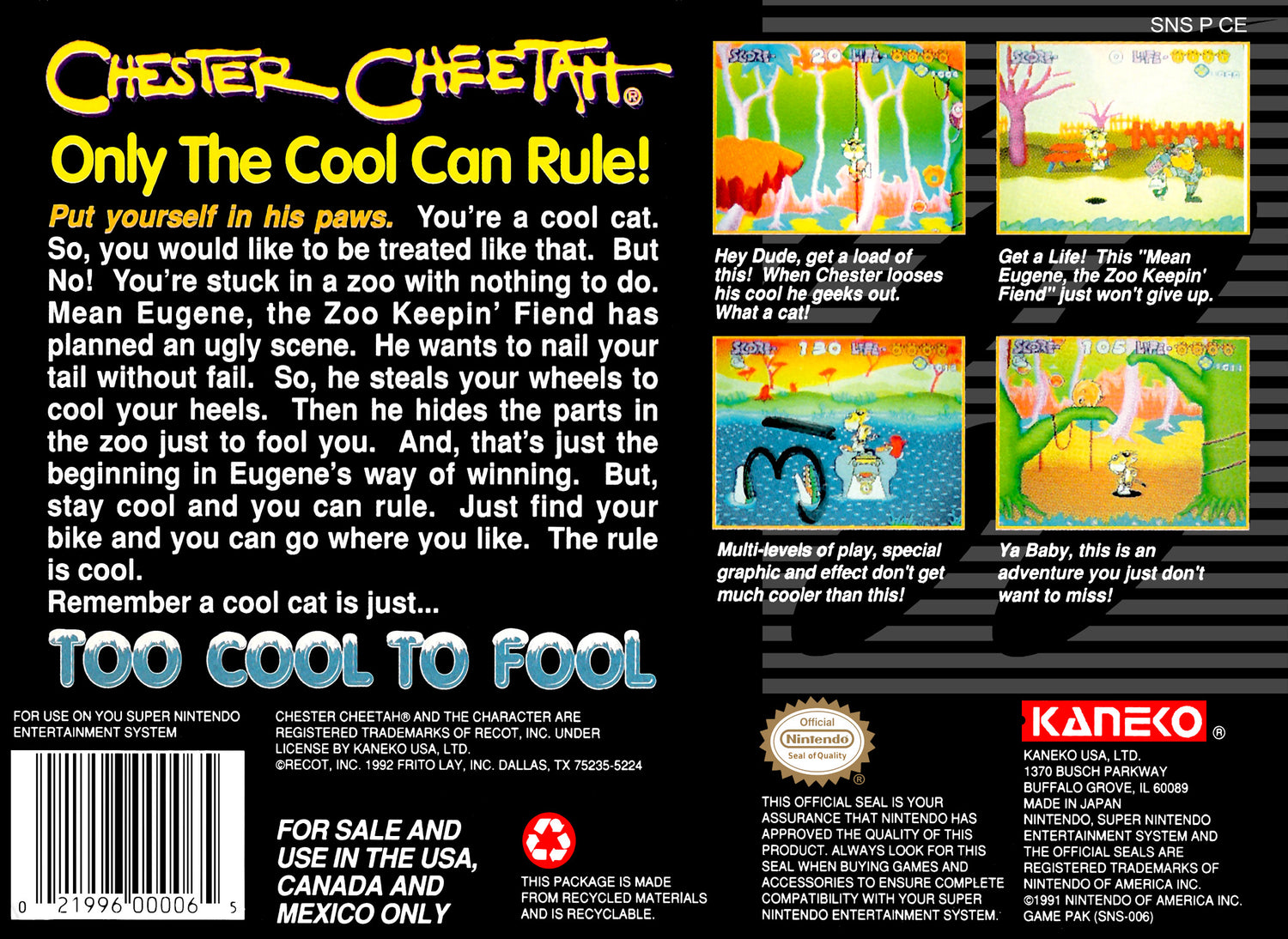 Chester Cheetah Too Cool to Fool - Super Nintendo