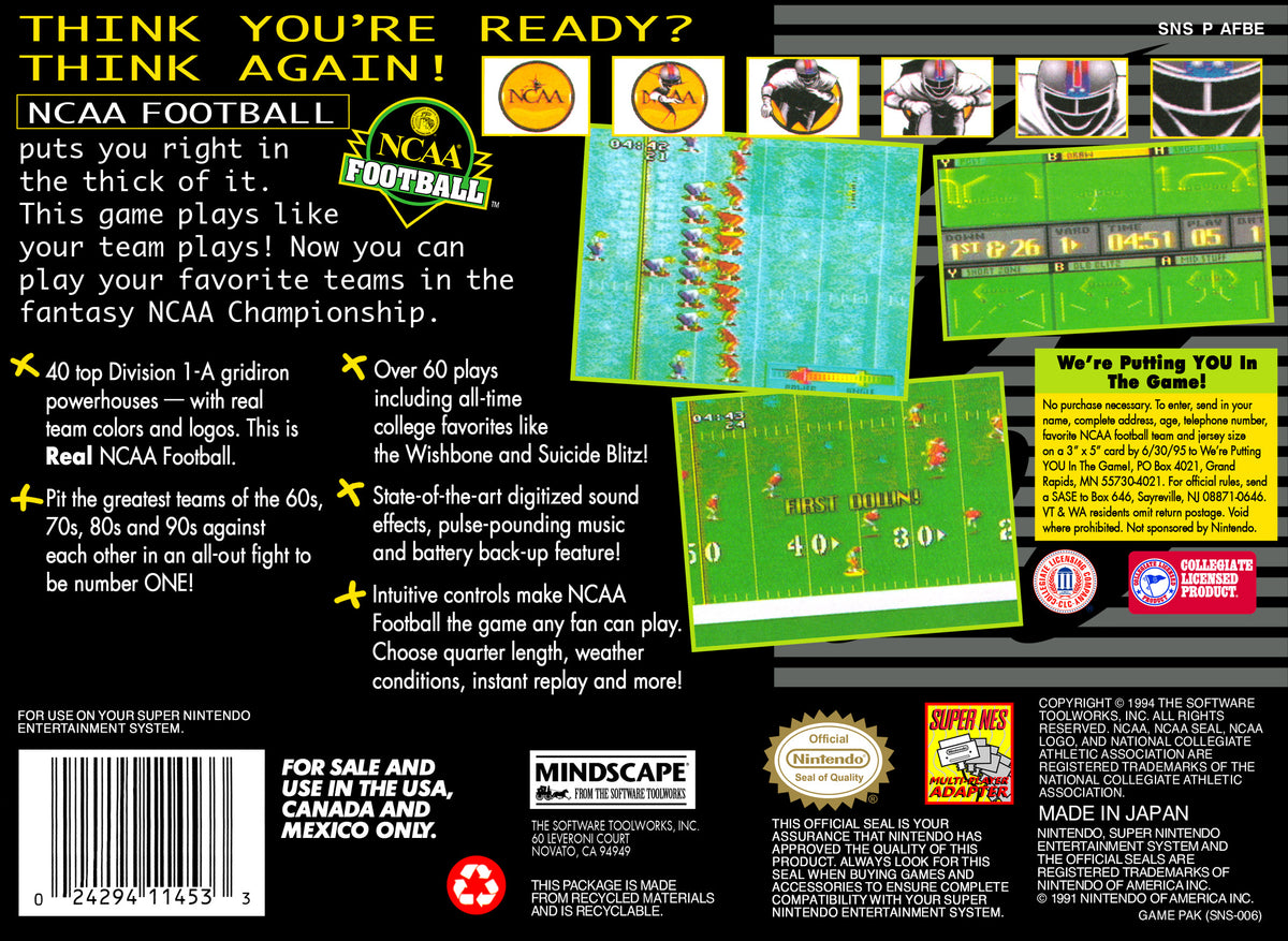 NCAA Football - Super Nintendo