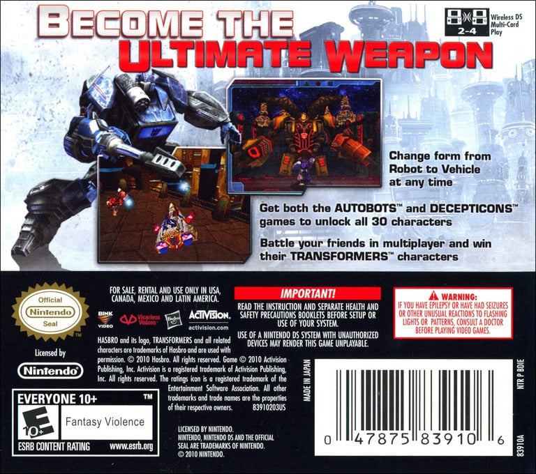 Transformers: War for Cybertron Decepticons - Nintendo DS