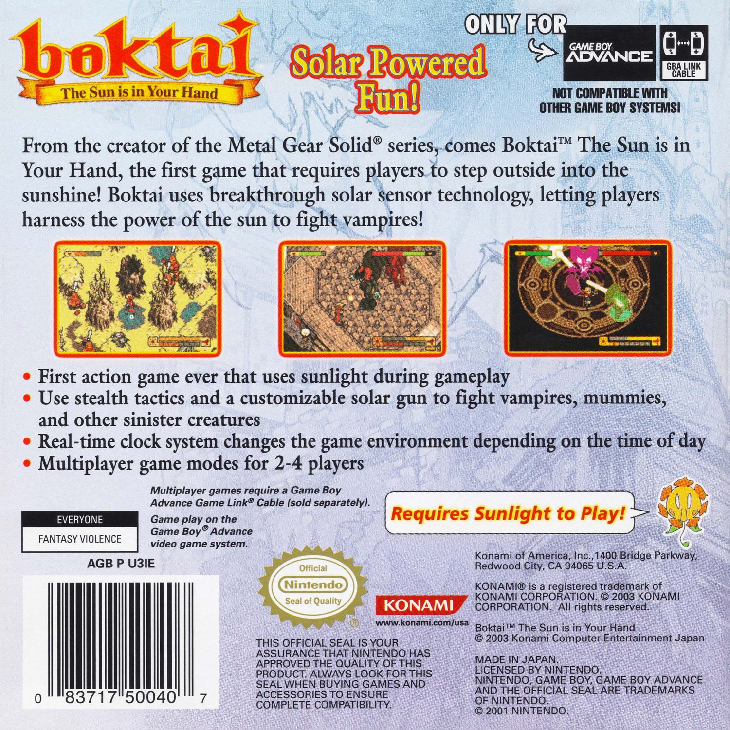 Boktai The Sun in Your Hands - GameBoy Advance