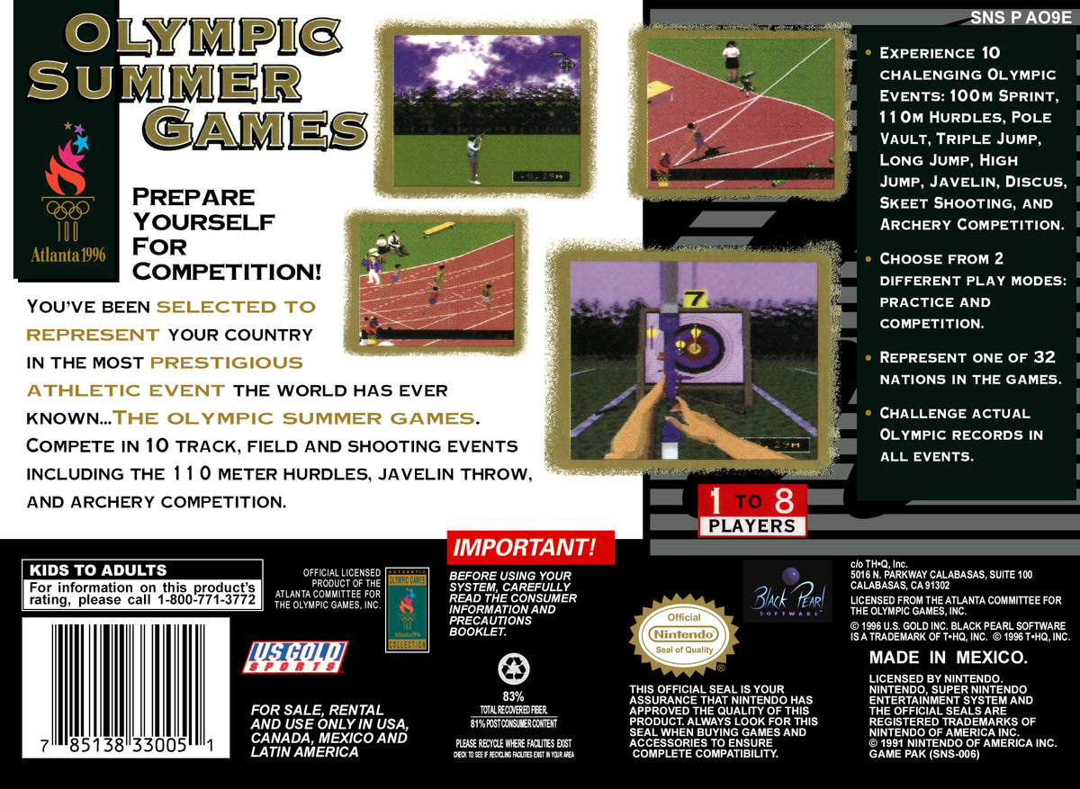 Olympic Summer Games Atlanta 96 - Super Nintendo