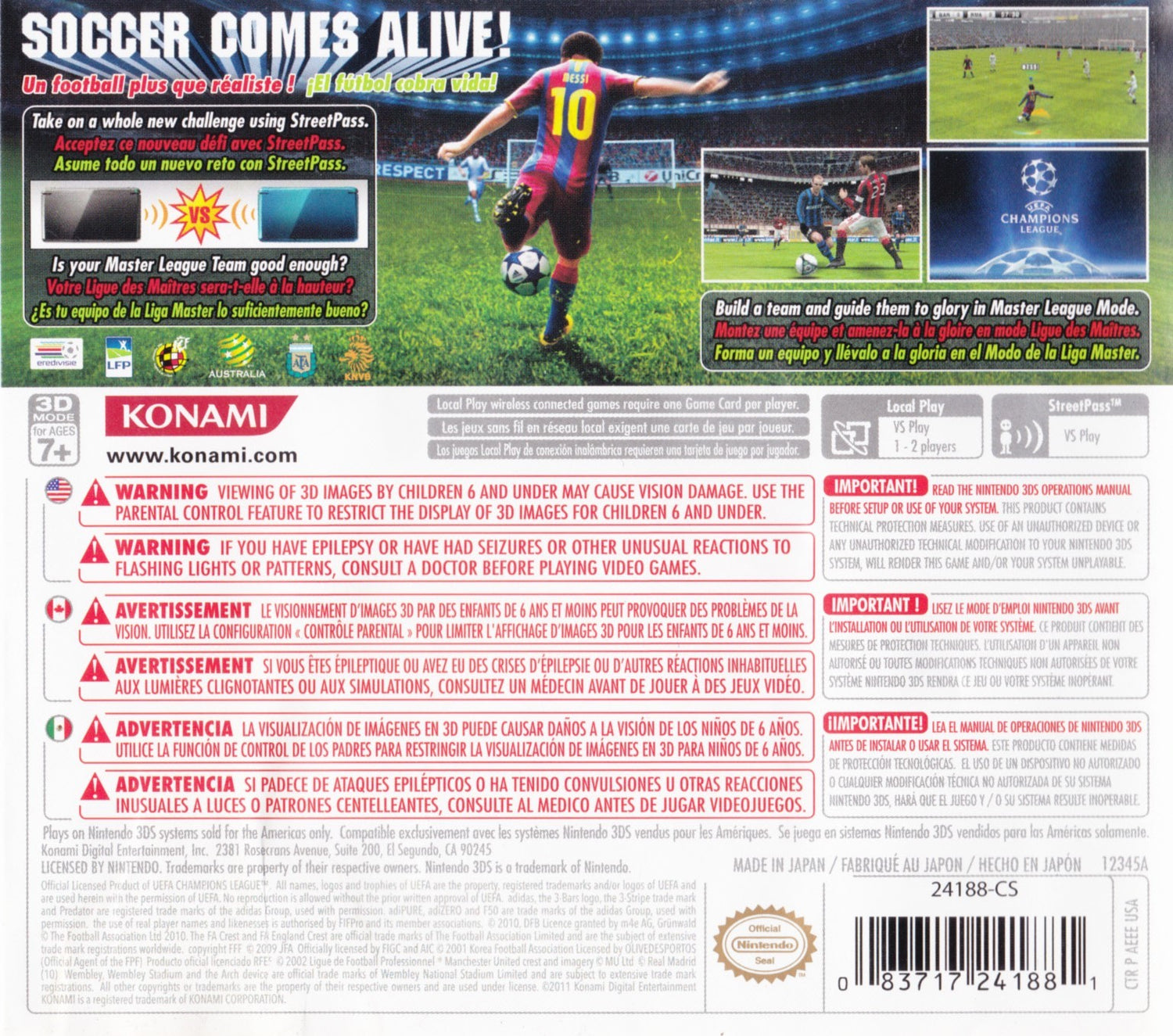 Pro Evolution Soccer 2011 - Nintendo 3DS