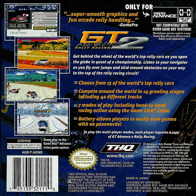 GT Advance 2 Rally Racing - GameBoy Advance