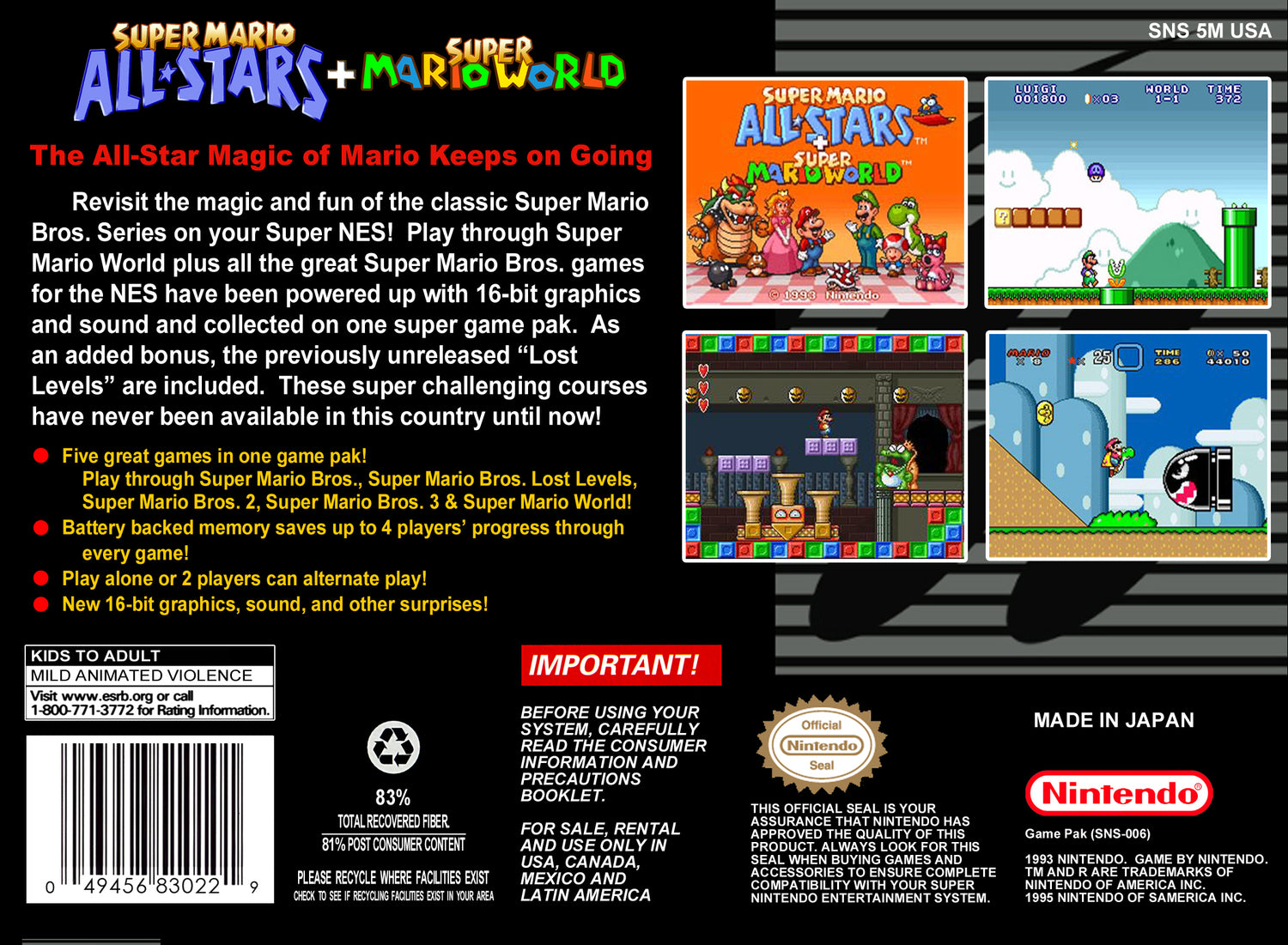 Super Mario All-Stars and Super Mario World - Super Nintendo