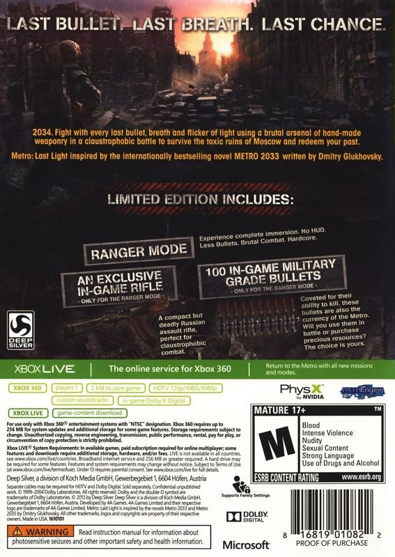 Metro: Last Light - Xbox 360