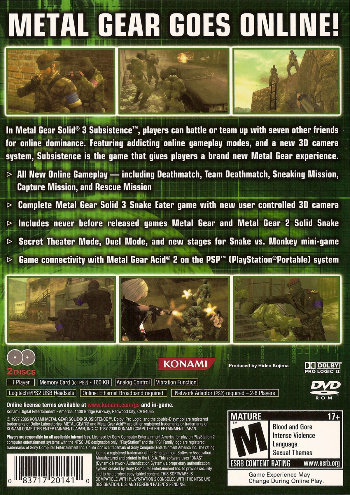 Metal Gear Solid 3 Subsistence - Playstation 2