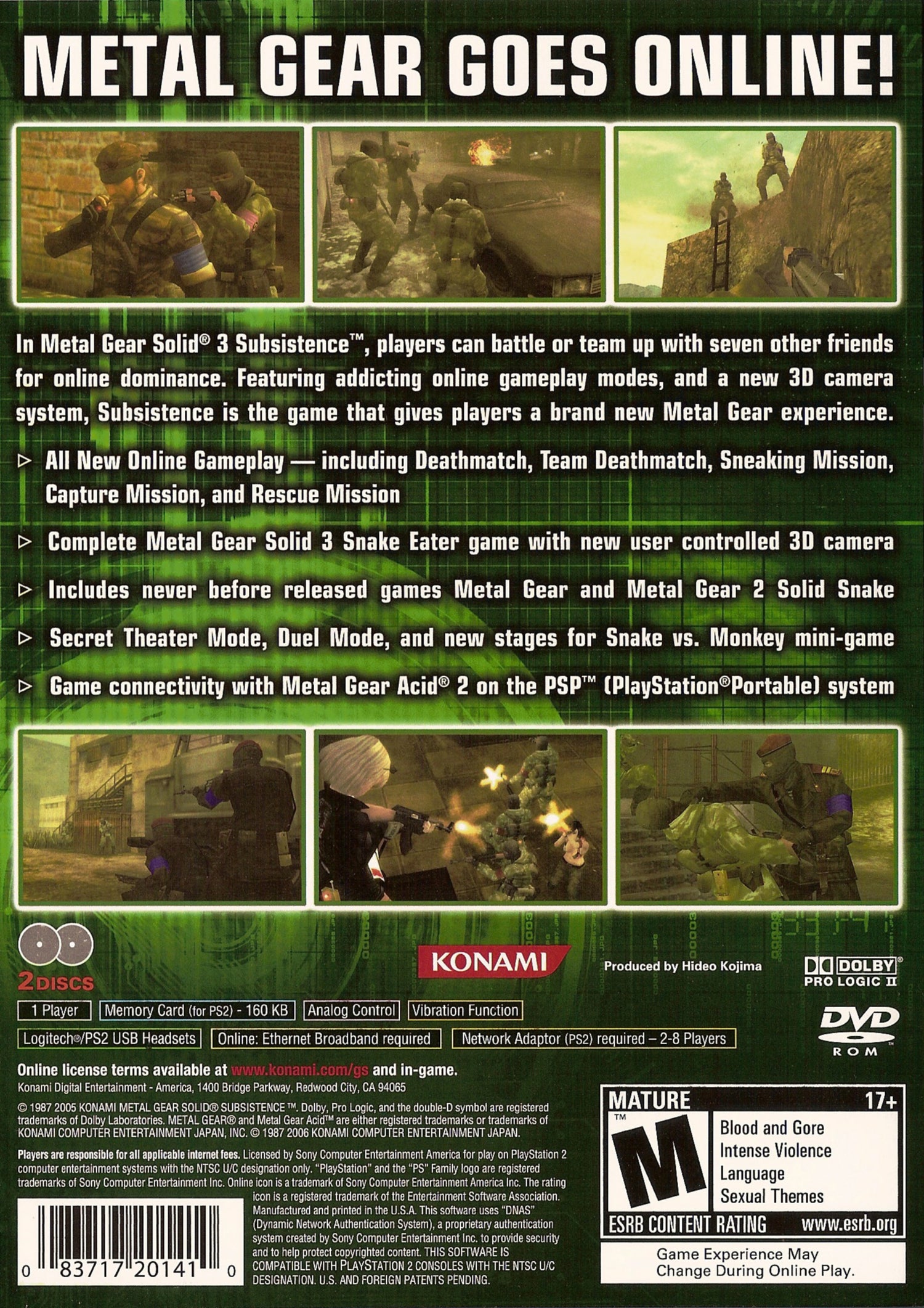 Metal Gear Solid 3 Subsistence - Playstation 2