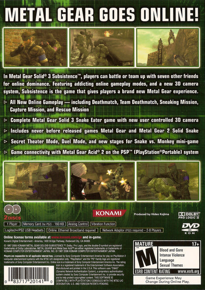 Metal Gear Solid 3 Subsistence - Playstation 2