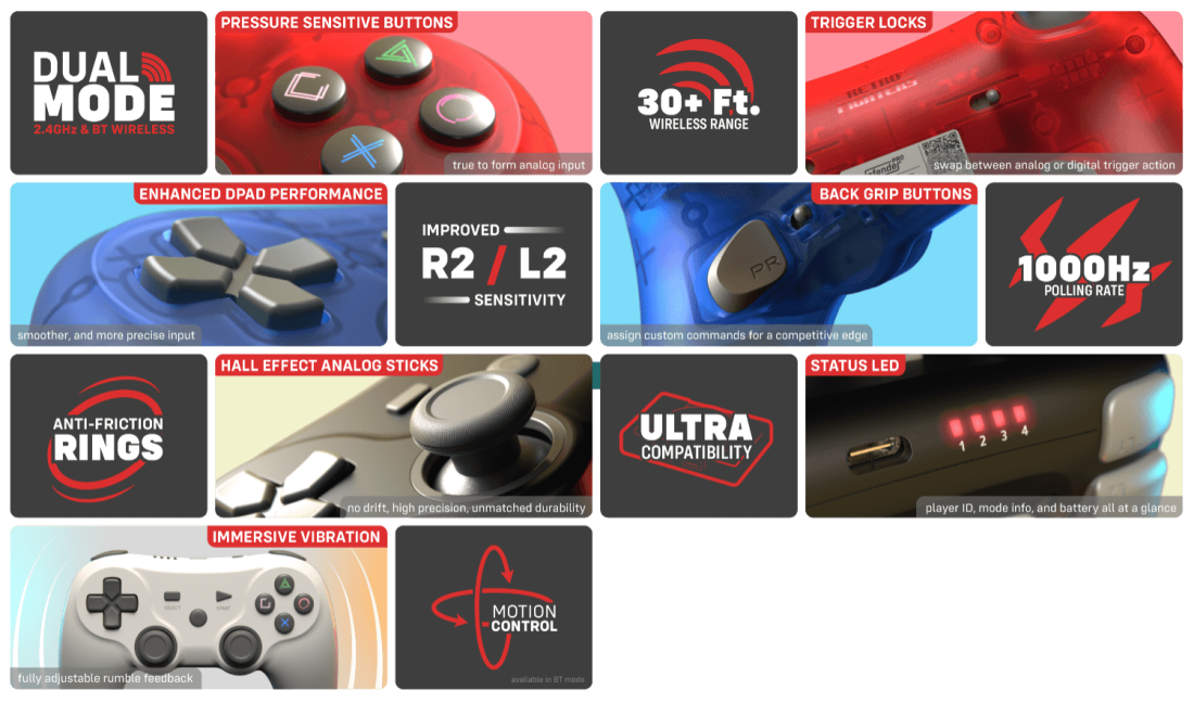 Wireless Defender Pro Controller for PS1, PS2, & PS3 - Retro Fighters