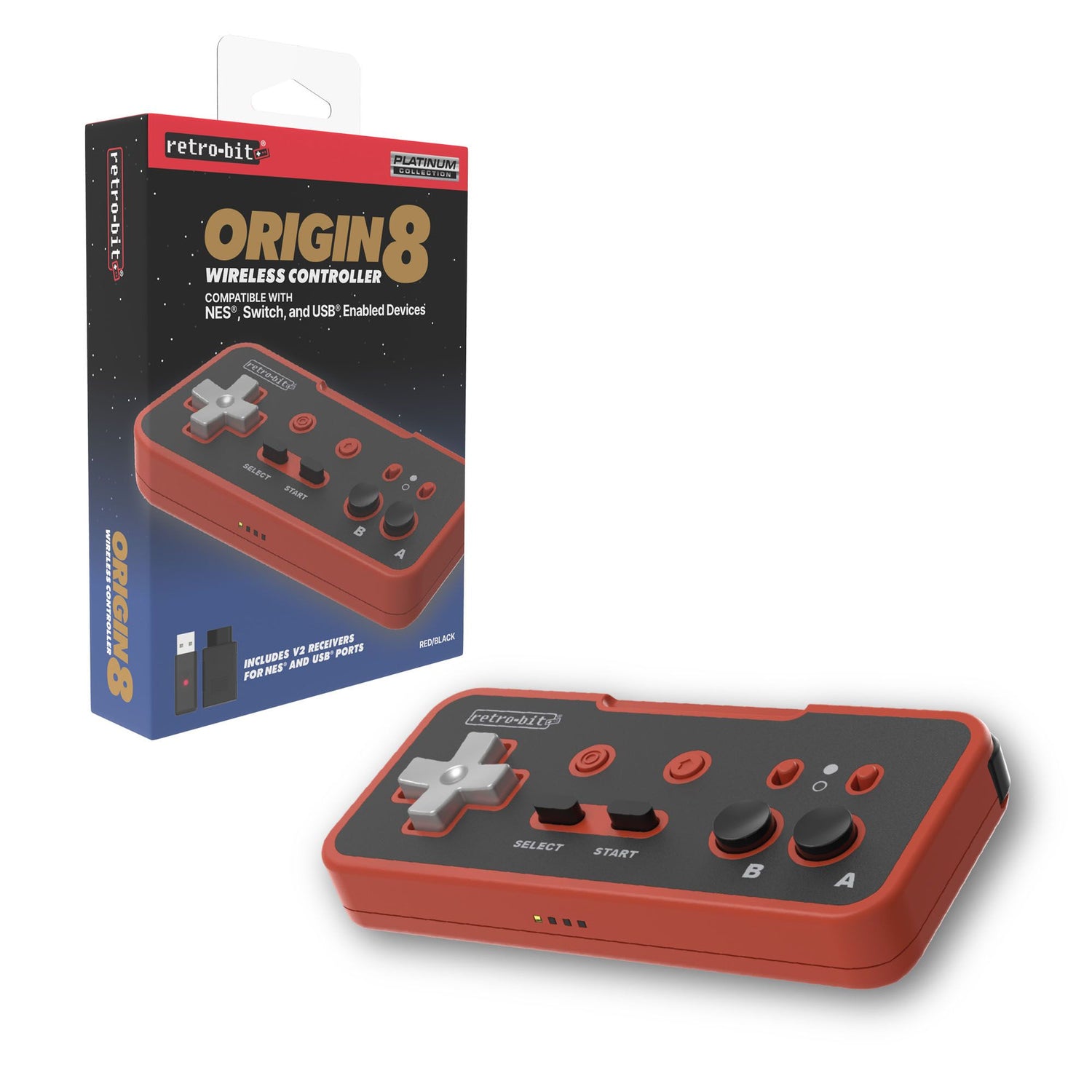 Origin8 2.4 GHz Wireless Controller for NES, Switch, and USB Devices - Retro-bit