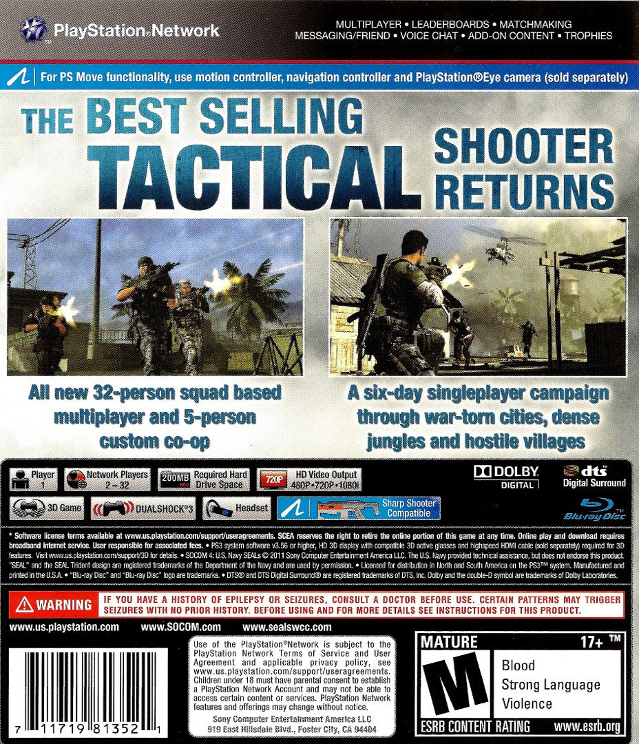SOCOM 4: US Navy SEALs - Playstation 3