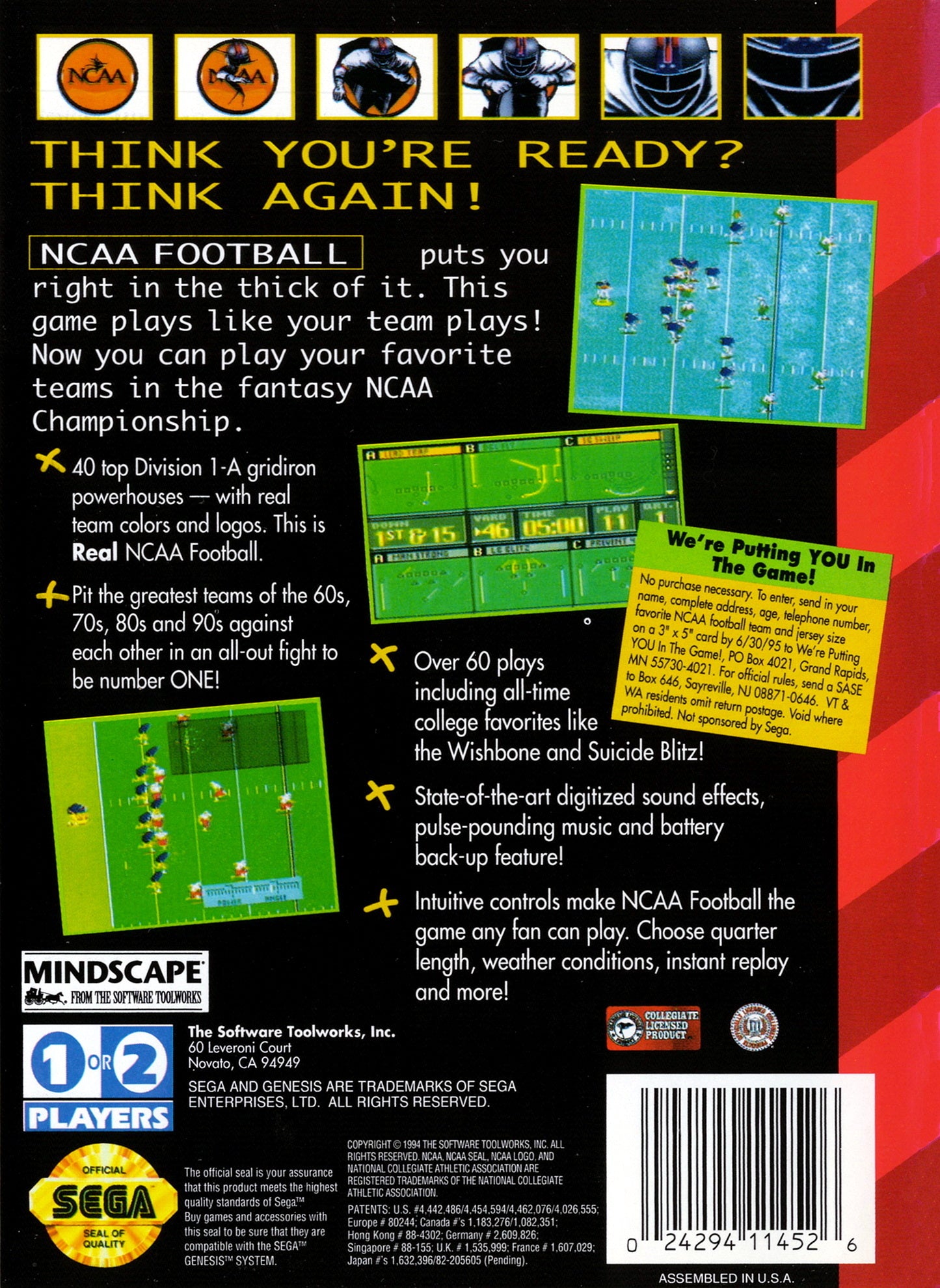 NCAA Football - Sega Genesis