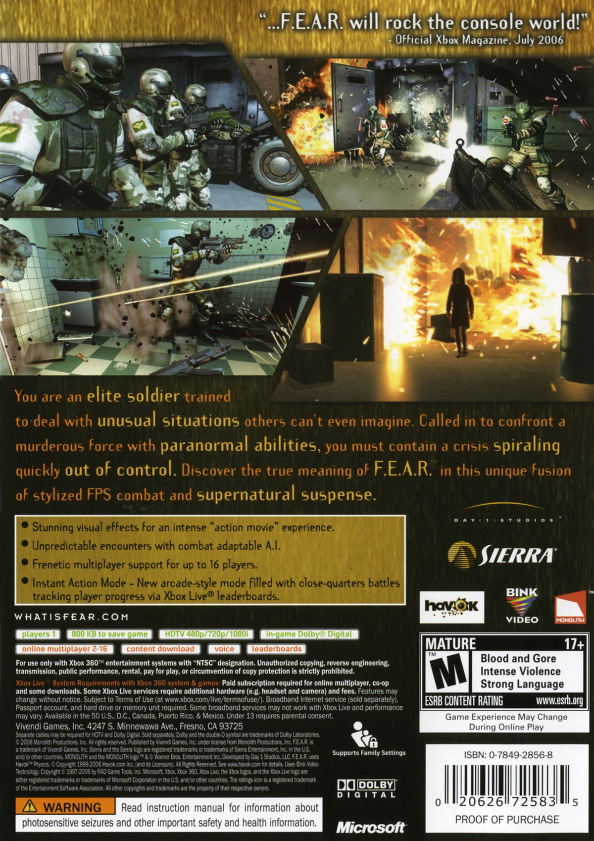 F.E.A.R. [Platinum Hits] - Xbox 360 - Retro Island Gaming