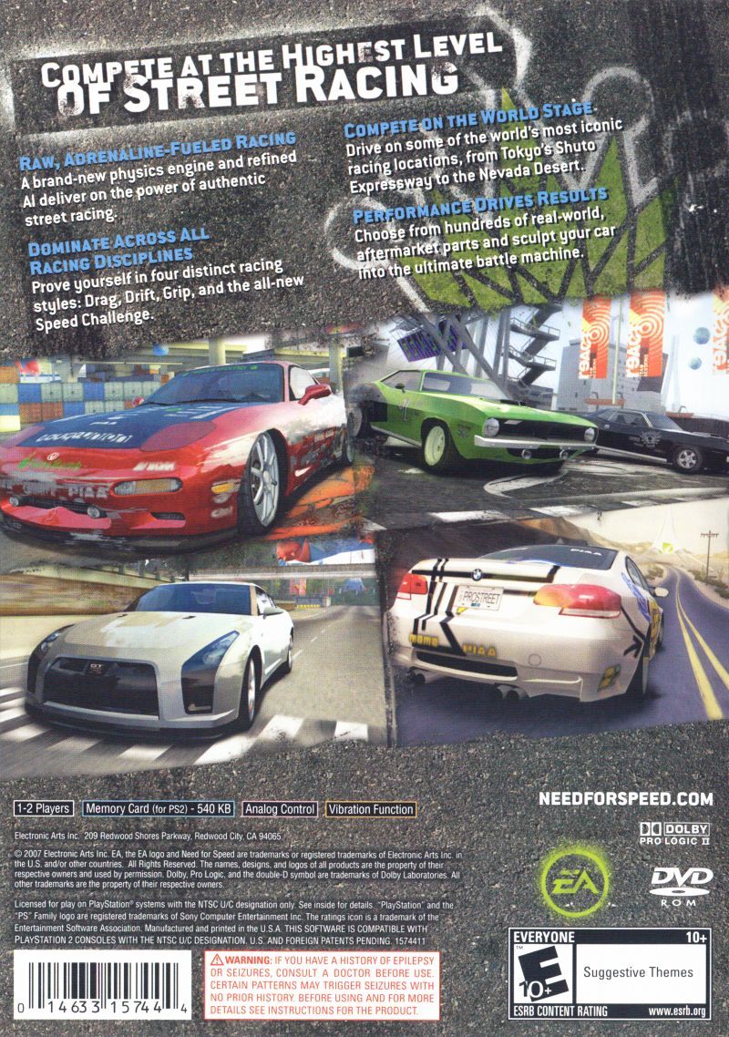 Necesidad de Speed ​​Prostreet - Playstation 2