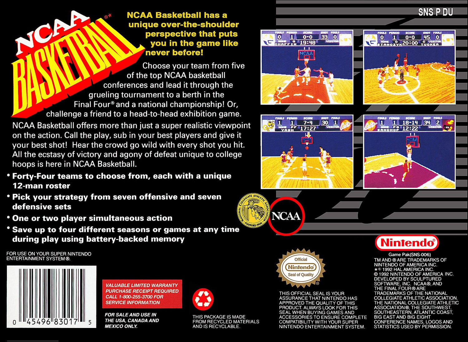 NCAA Basketball - Super Nintendo
