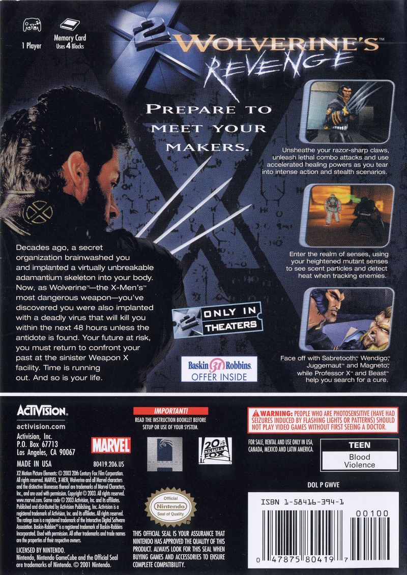 X2 Wolverine's Revenge - Gamecube - Retro Island Gaming