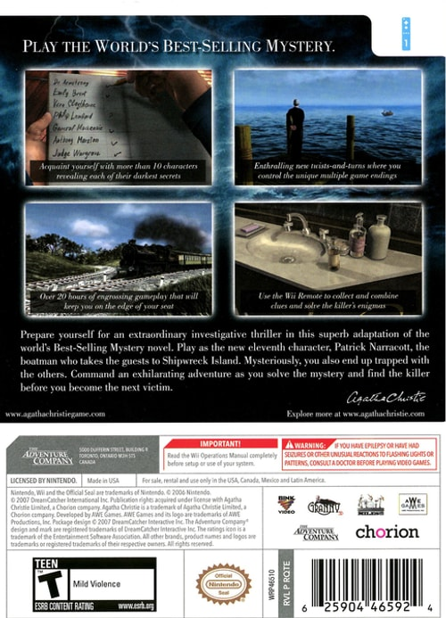 Agatha Christie And Then There Were None - Wii