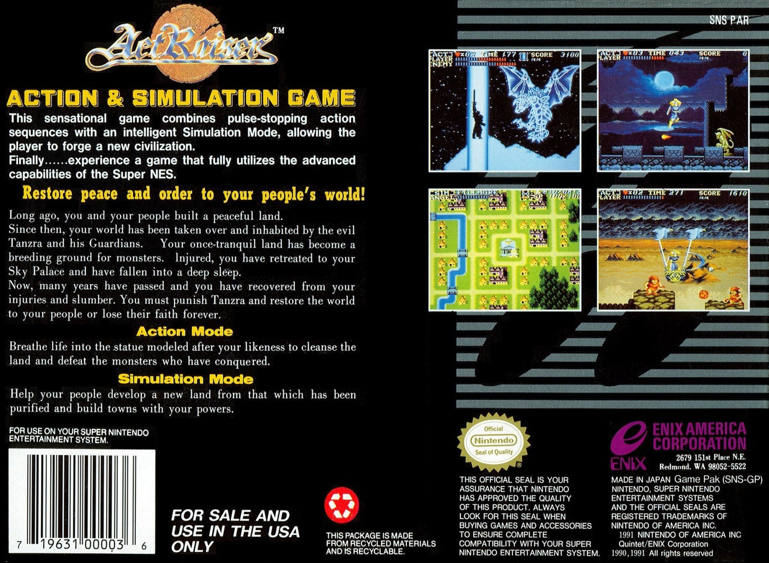 ActRaiser - Super Nintendo - Retro Island Gaming