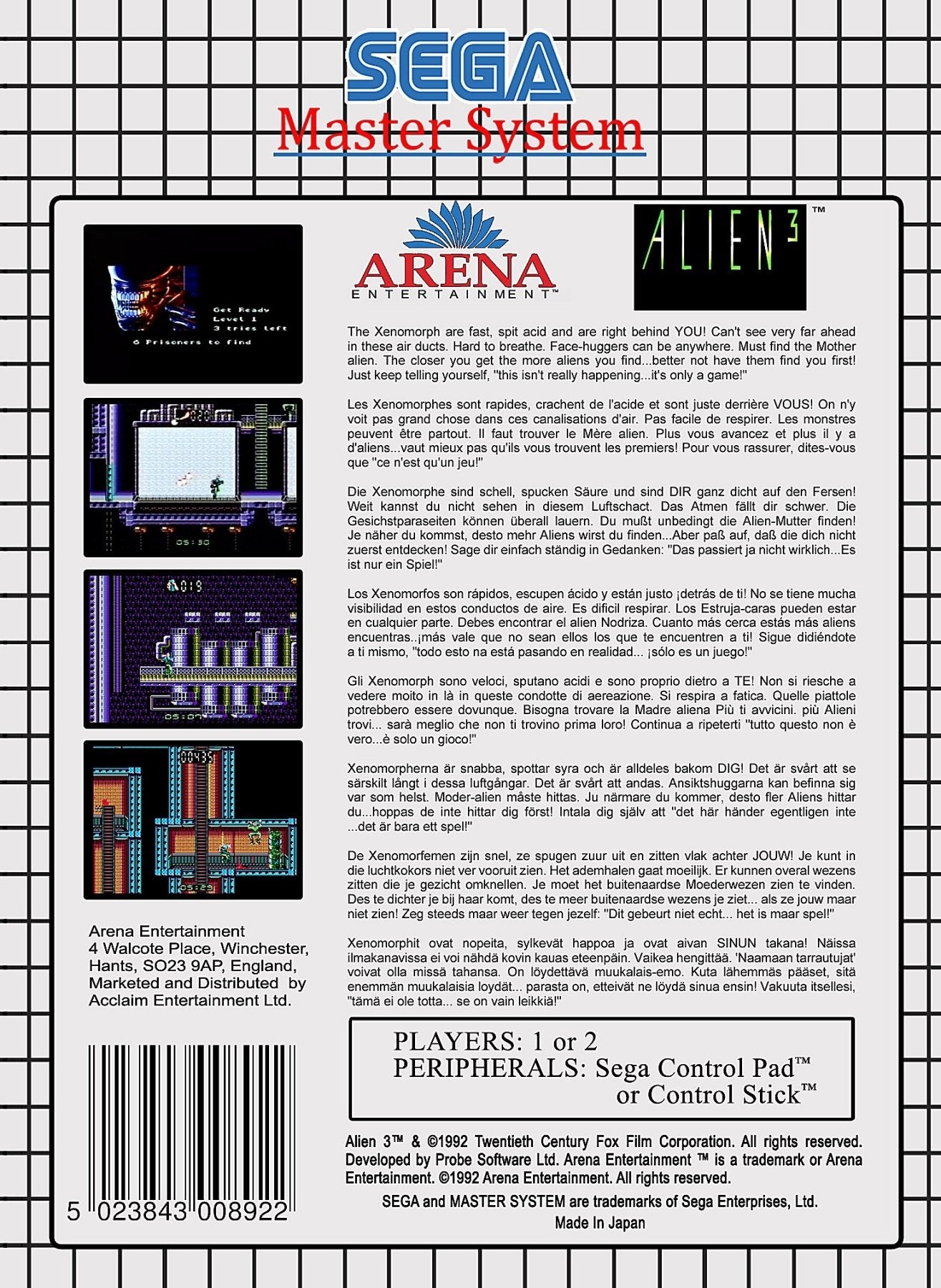 Alien 3 - PAL Sega Master System - Retro Island Gaming