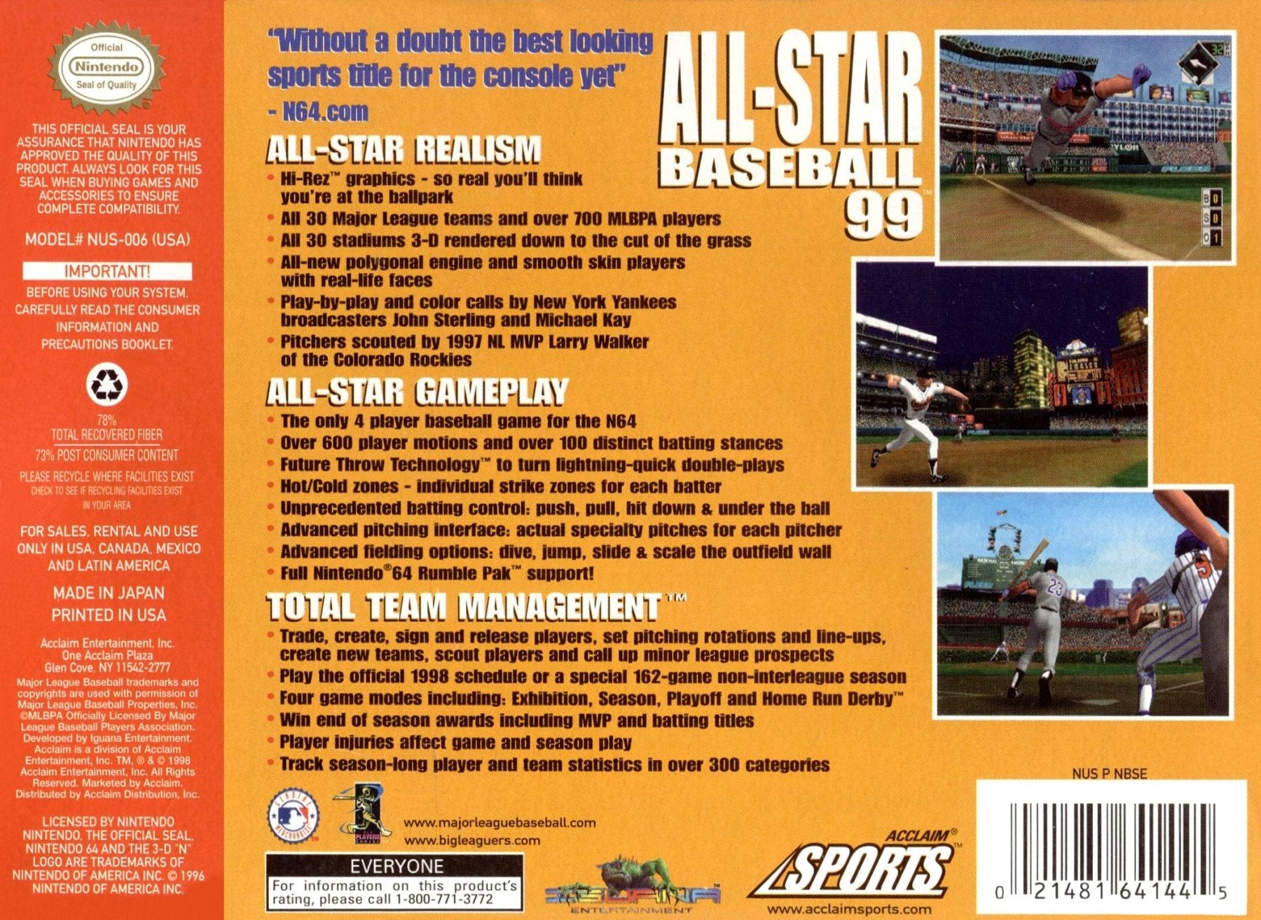 All-Star Baseball 99 - Nintendo 64 – Retro Island Gaming