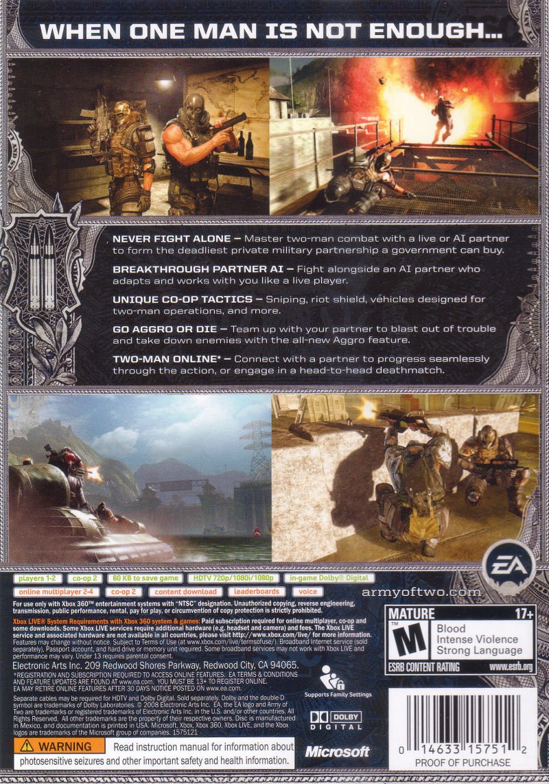 Army of Two [Platinum Hits] - Xbox 360 - Retro Island Gaming