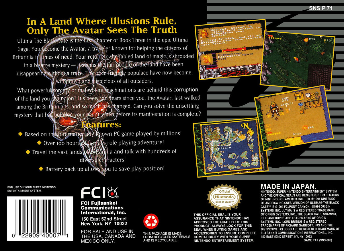 Ultima The Black Gate - Super Nintendo