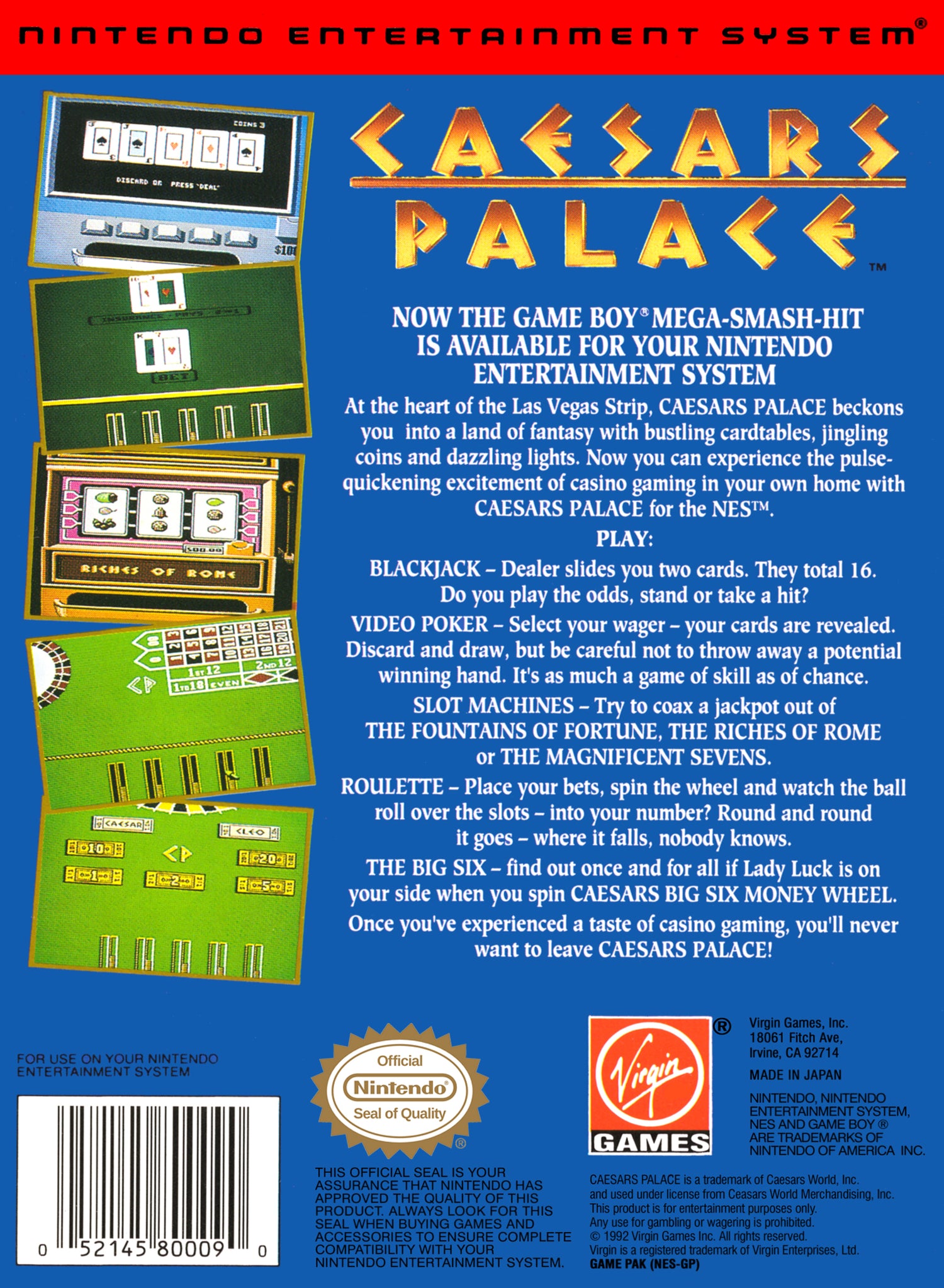 Caesar's Palace - NES