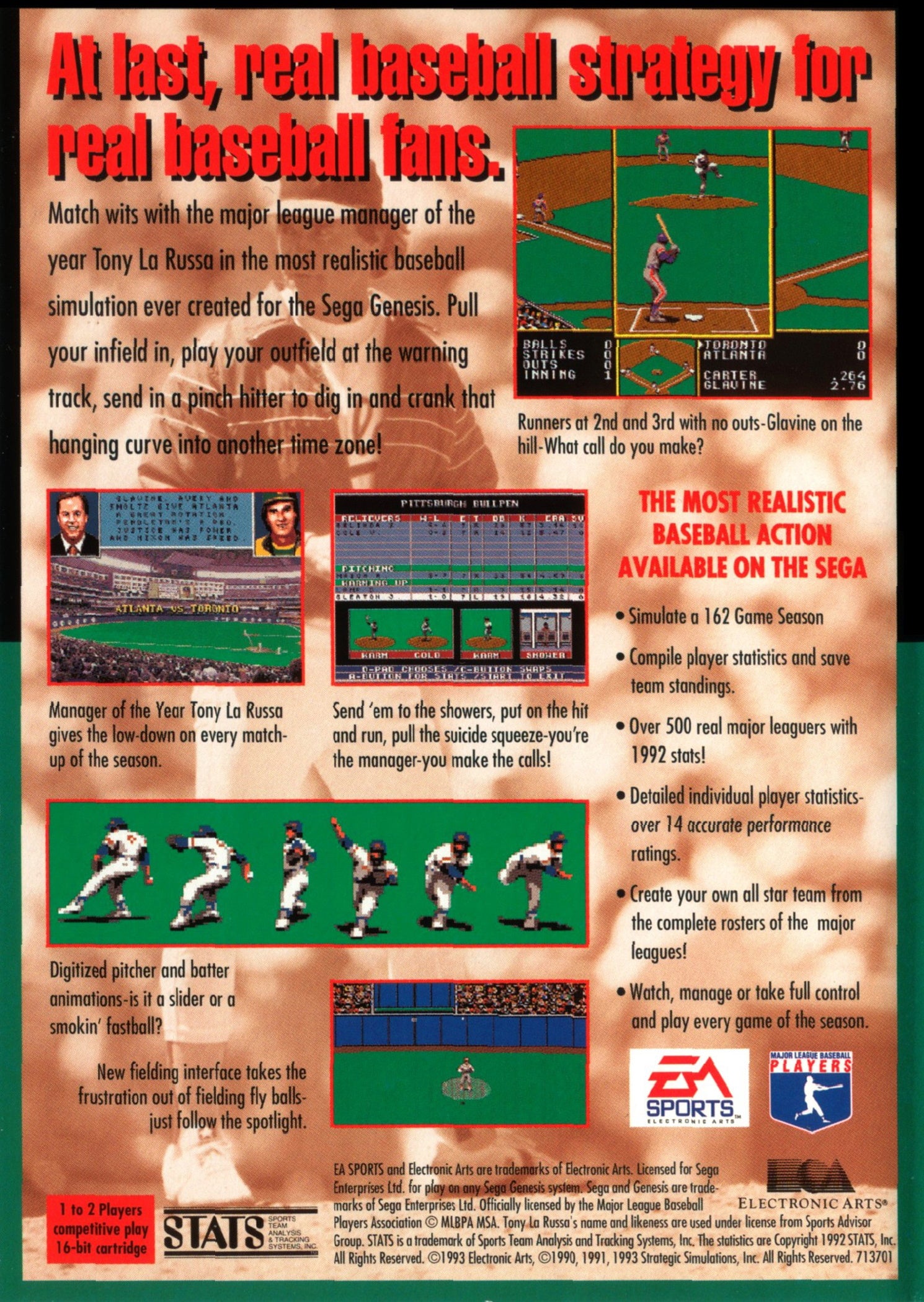 Tony La Russa Baseball - Sega Genesis