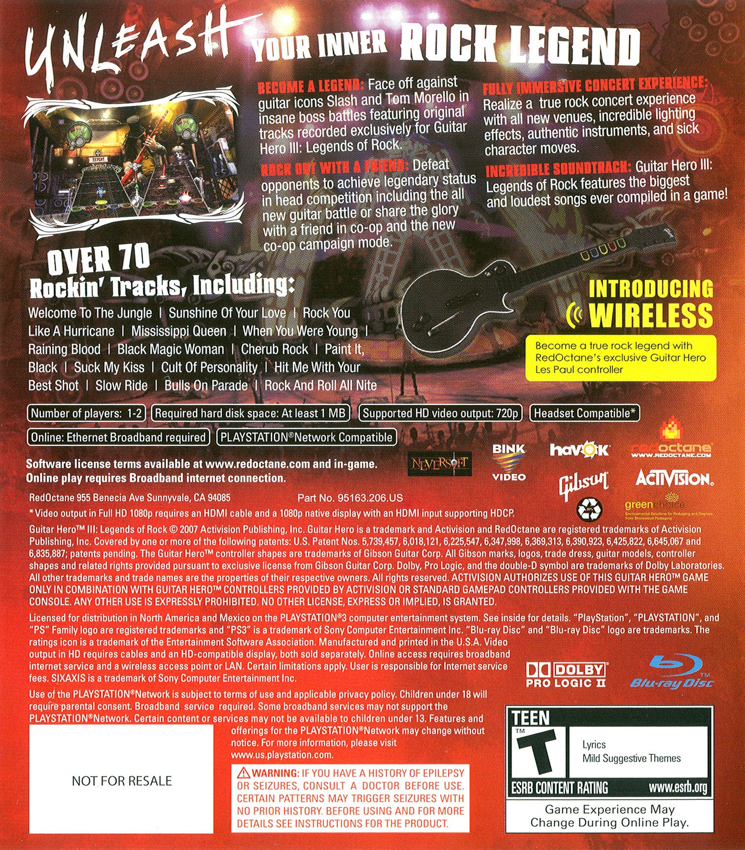 Guitar Hero III Legends of Rock - Playstation 3