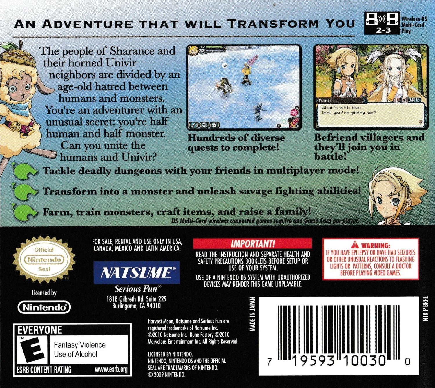 Rune Factory 3: A Fantasy Harvest Moon - Nintendo DS